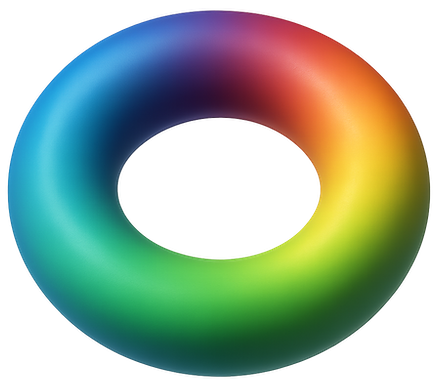 A rainbow-colored donut-shaped toroid